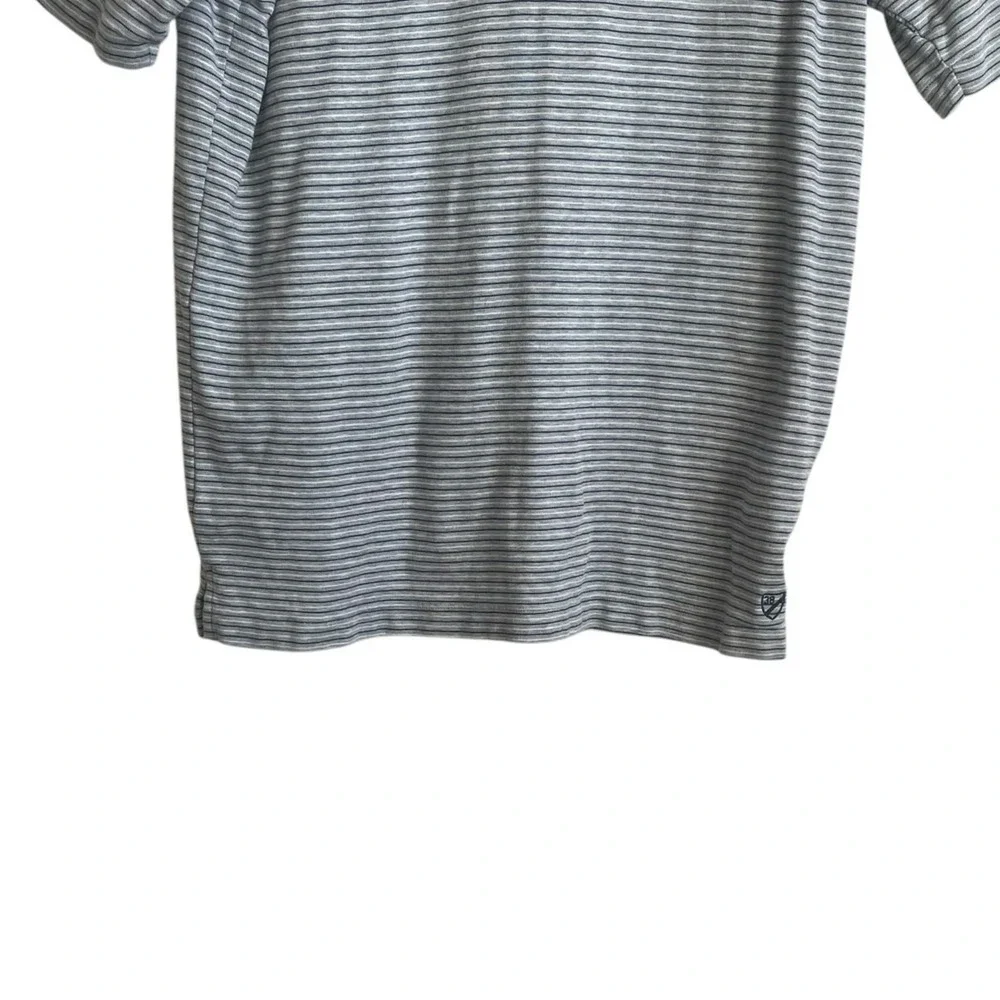 Cremieux Mens Polo Shirt‎ L Gray Striped Supima Cotton Preppy Office Golf Travel